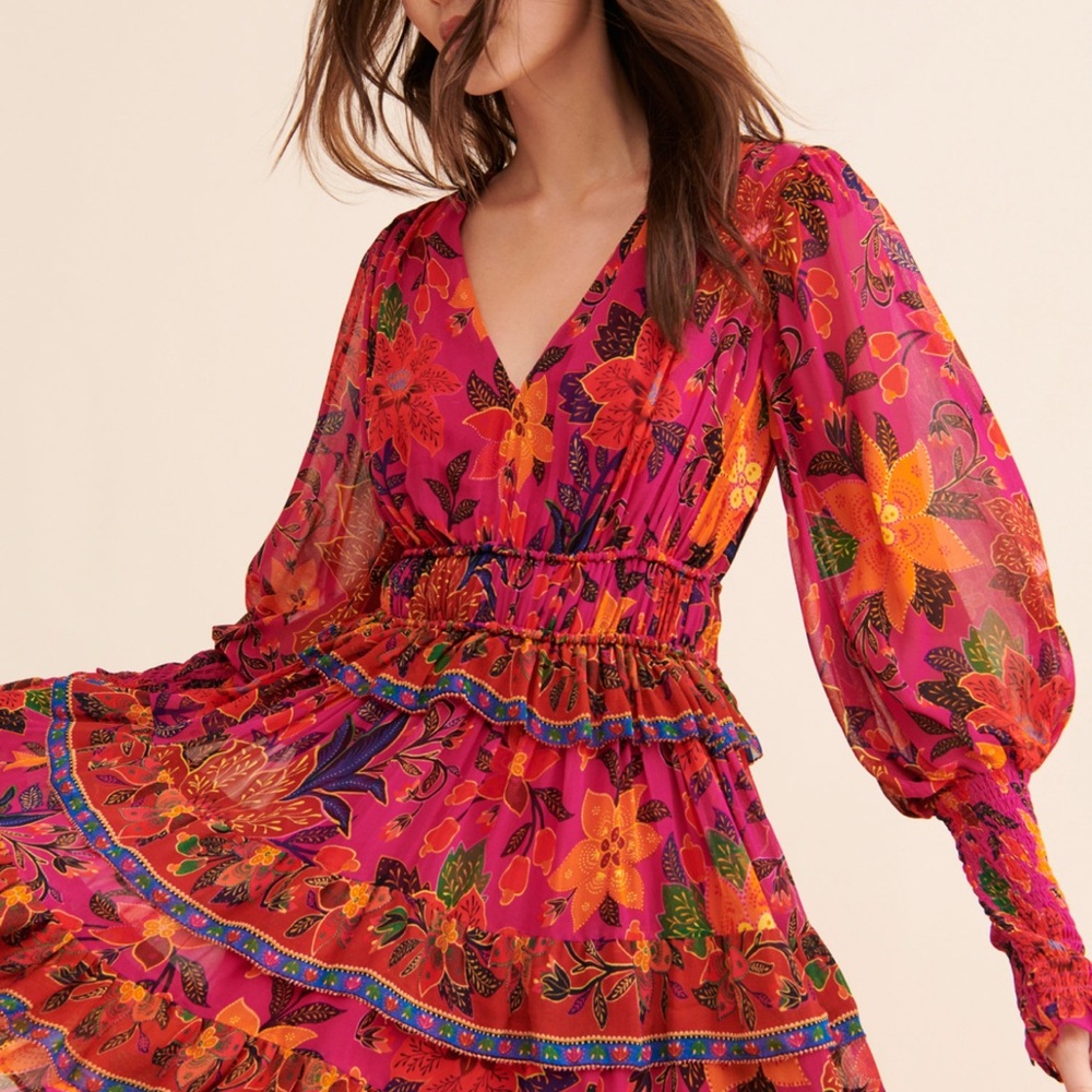 Floral Pink Dress FARM RIO size Small